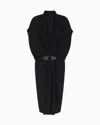 Giorgio Armani Silk Triple Georgette Midi Dress In Black
