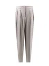 Giorgio Armani Pleated Skinny Leg Silk Trousers In Grey