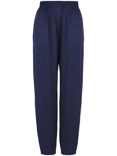 Giorgio Armani Silk Trousers In Blue