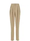 Giorgio Armani Silk Trousers With High Waist And Pockets In Neutrals