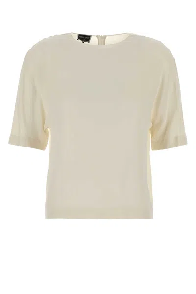 Giorgio Armani Silk T-shirt For Women In Neutral