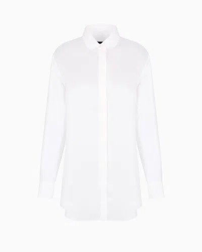 Giorgio Armani Official Store Silk Twill Long Shirt Armani Sustainability Values In White