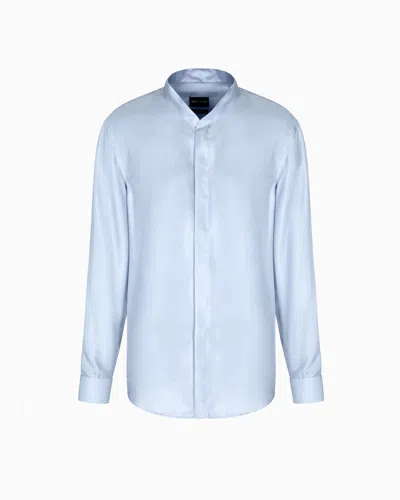 Giorgio Armani Silk Twill Shirt In Blue