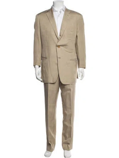 Pre-owned Giorgio Armani Silk Two-piece Suit In Neutrals
