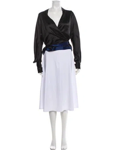 Pre-owned Giorgio Armani Silk V-neck Blouse In Black
