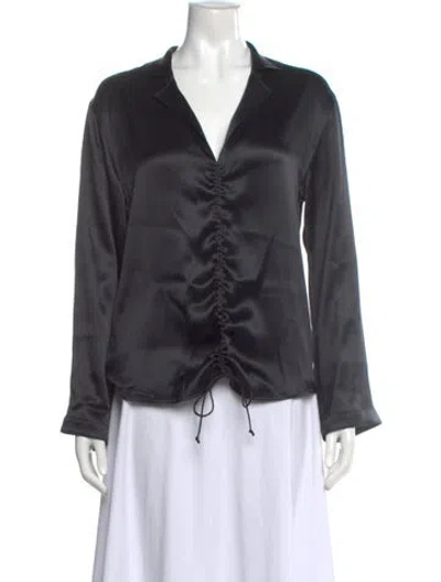 Pre-owned Giorgio Armani Silk V-neck Blouse In Black