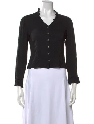 Pre-owned Giorgio Armani Silk V-neck Blouse In Black