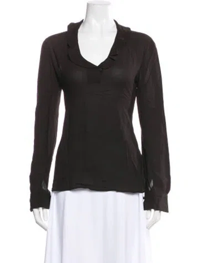 Pre-owned Giorgio Armani Silk V-neck Blouse In Blue