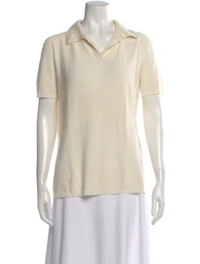 Pre-owned Giorgio Armani Silk V-neck Sweater In Neutral