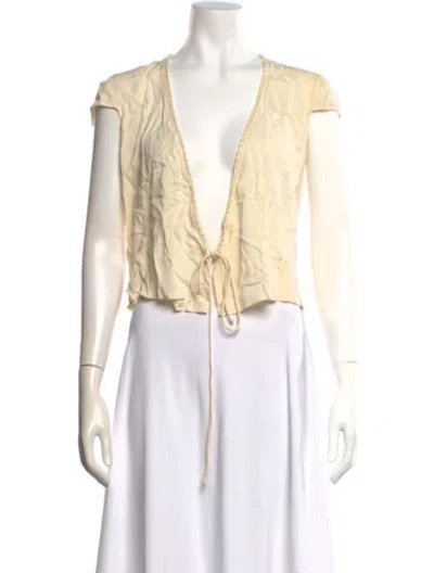 Pre-owned Giorgio Armani Silk V-neck Top In Gray
