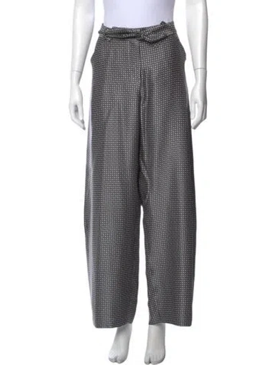 Pre-owned Giorgio Armani Silk Wide Leg Pants In Black