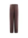 Giorgio Armani Silk Wide Trousers Pleated Front In Brown