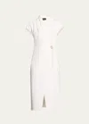 Giorgio Armani Silk Wrap Midi Dress With Tie Detail In Solid White
