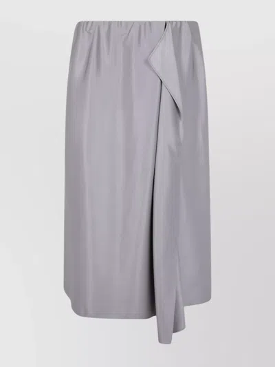 Giorgio Armani Silk Wrap Skirt Elastic Waistband In Gray
