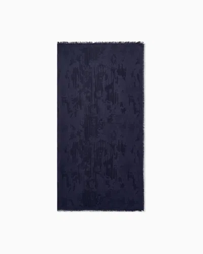 Giorgio Armani Silk-blend Scarf In Blue