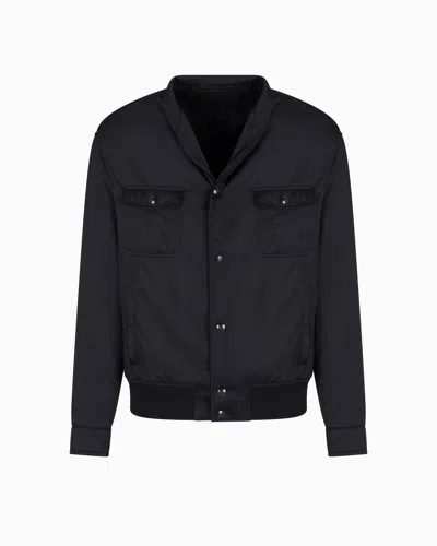 Giorgio Armani Silky Technical Fabric Blouson In Black