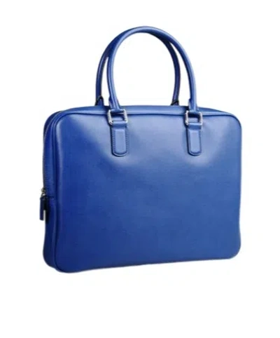 Giorgio Armani Simple Cross-pattern Briefcase In Blue