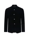 Giorgio Armani Velvet Texture Front Pockets Long Sleeves In Black