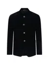 Giorgio Armani Velvet Texture Front Pockets Long Sleeves In Black