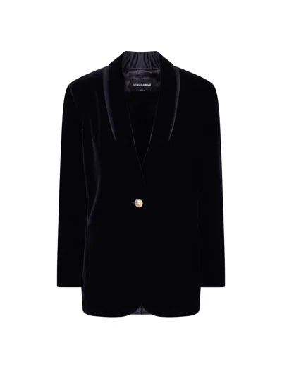 Giorgio Armani Single-breasted Blazer In Black