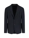 Giorgio Armani Raised-seam Striped Single-breasted Blazer In Black  