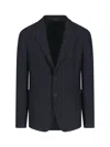 Giorgio Armani Raised-seam Striped Single-breasted Blazer In Black
