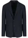 Giorgio Armani Raised-seam Striped Single-breasted Blazer In Black