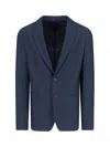 Giorgio Armani Tailored Jacket Textured Fabric In Blue