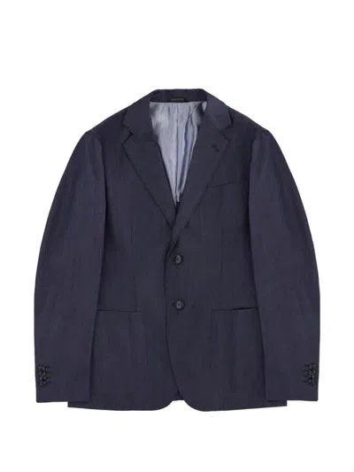 Giorgio Armani Single-breasted Long-sleeved Jacket In Blue