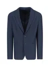Giorgio Armani Tailored Jacket Textured Fabric In Blue