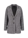 Giorgio Armani Textured Blazer With Flap Pockets And Lapel In Gray