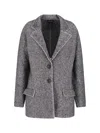 Giorgio Armani Textured Blazer With Flap Pockets And Lapel In Gray