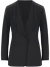 Giorgio Armani Dark Grey Single-breasted Blazer In Grey