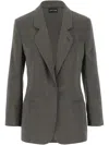 Giorgio Armani Dark Green Single-breasted Blazer In Grey