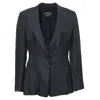 Giorgio Armani Single-breasted Blazer In Navy Blue Linen In Blue