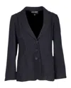 Giorgio Armani Single-breasted Blazer In Navy Blue Viscose In Blue
