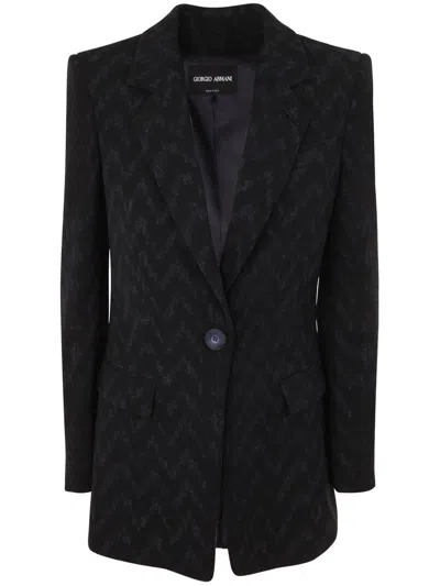Giorgio Armani Single-breasted Chevron-print Jacket In Multi