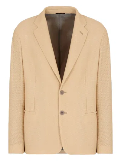 Giorgio Armani Single-breasted Blazer In Brown