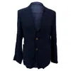 Giorgio Armani Single-breasted Blazer With Pockets In Navy Blue Cotton In Blue