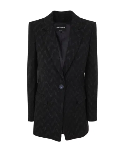 GIORGIO ARMANI SINGLE-BREASTED CHEVRON-PRINT JACKET