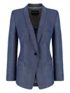 Giorgio Armani Single-breasted Denim Blazer In Blue