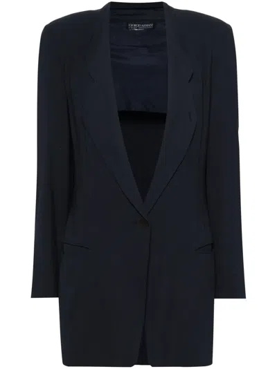 Pre-owned Giorgio Armani Single-breasted Fluid Blazer In Blue