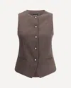 Giorgio Armani Women Single-breasted Hemp And Viscose Vest In Brown