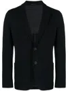 Giorgio Armani Single-breasted Herringbone Blazer In Blue