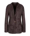 Giorgio Armani Single-breasted Jacket In Alcantara-effect Jersey In Brown