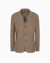 Giorgio Armani Single-breasted Jacket In A Jacquard Cotton Knit In Brown