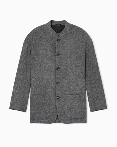 Giorgio Armani Single-breasted Jacket In A Silk Blend In Gray