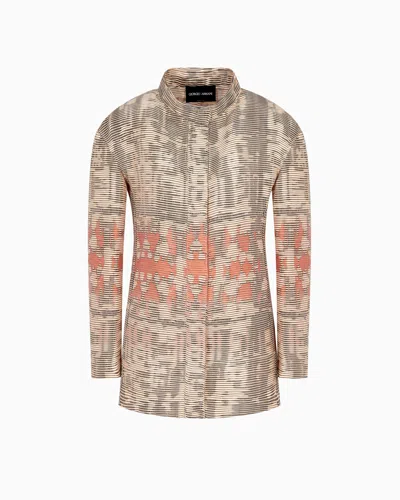 Giorgio Armani Single-breasted Jacket In A Silk Blend Jacquard Canneté In Orange