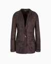 Giorgio Armani Single-breasted Jacket In Alcantara-effect Jersey In Brown