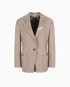 Giorgio Armani Single-breasted Jacket In Cashmere Flannel In Neutral